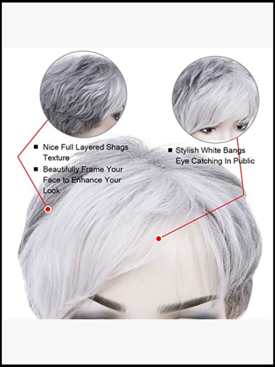 Short Curly Pixie Wig with Bangs Layered Synthetic Hairpiece Daily Wear Cosplay main image 7